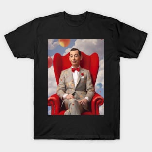 pee wee herman siting on chair in heaven T-Shirt